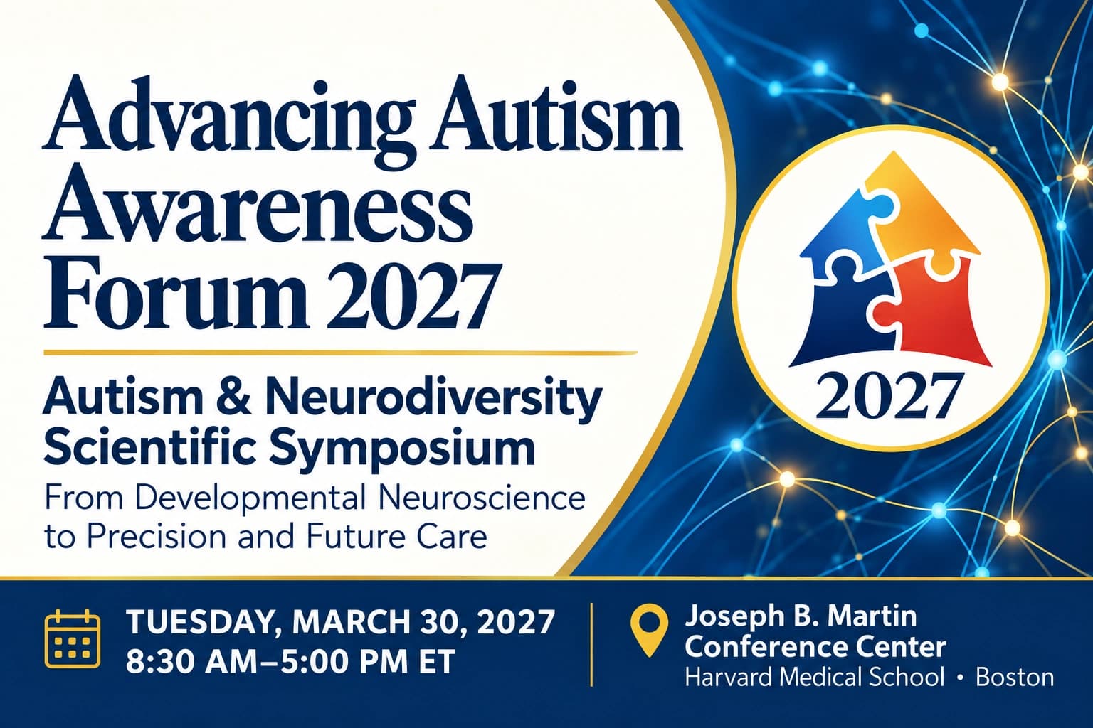 Autism & Neurodiversity Scientific Symposium — Tuesday, March 30, 2027 (event poster)